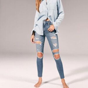 Distressed Ripped High Rise Super Skinny Jeans - 24short / 00short
